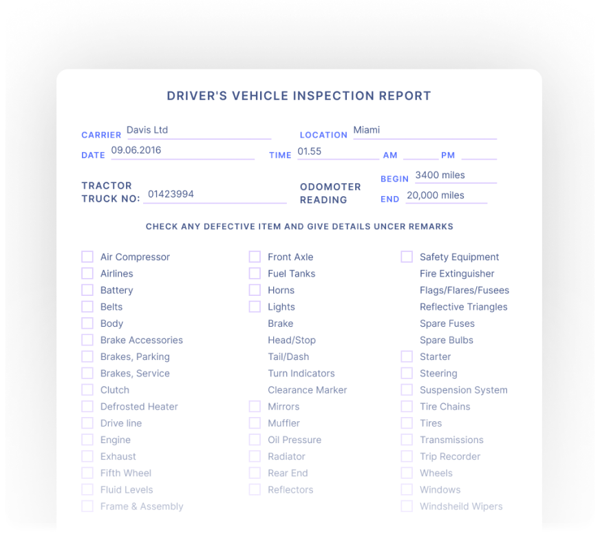 Driver'S Vehicle Inspection Report OCR & Automated Workflows
